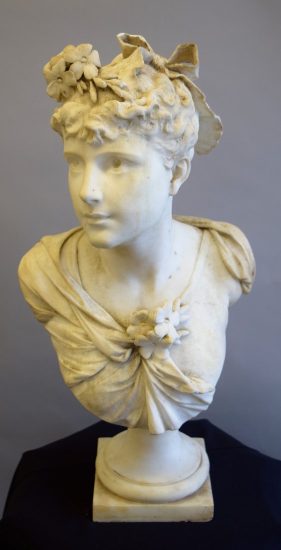 Luca Madrassi Marble sculpture of a Woman with flowers (1 of 10)