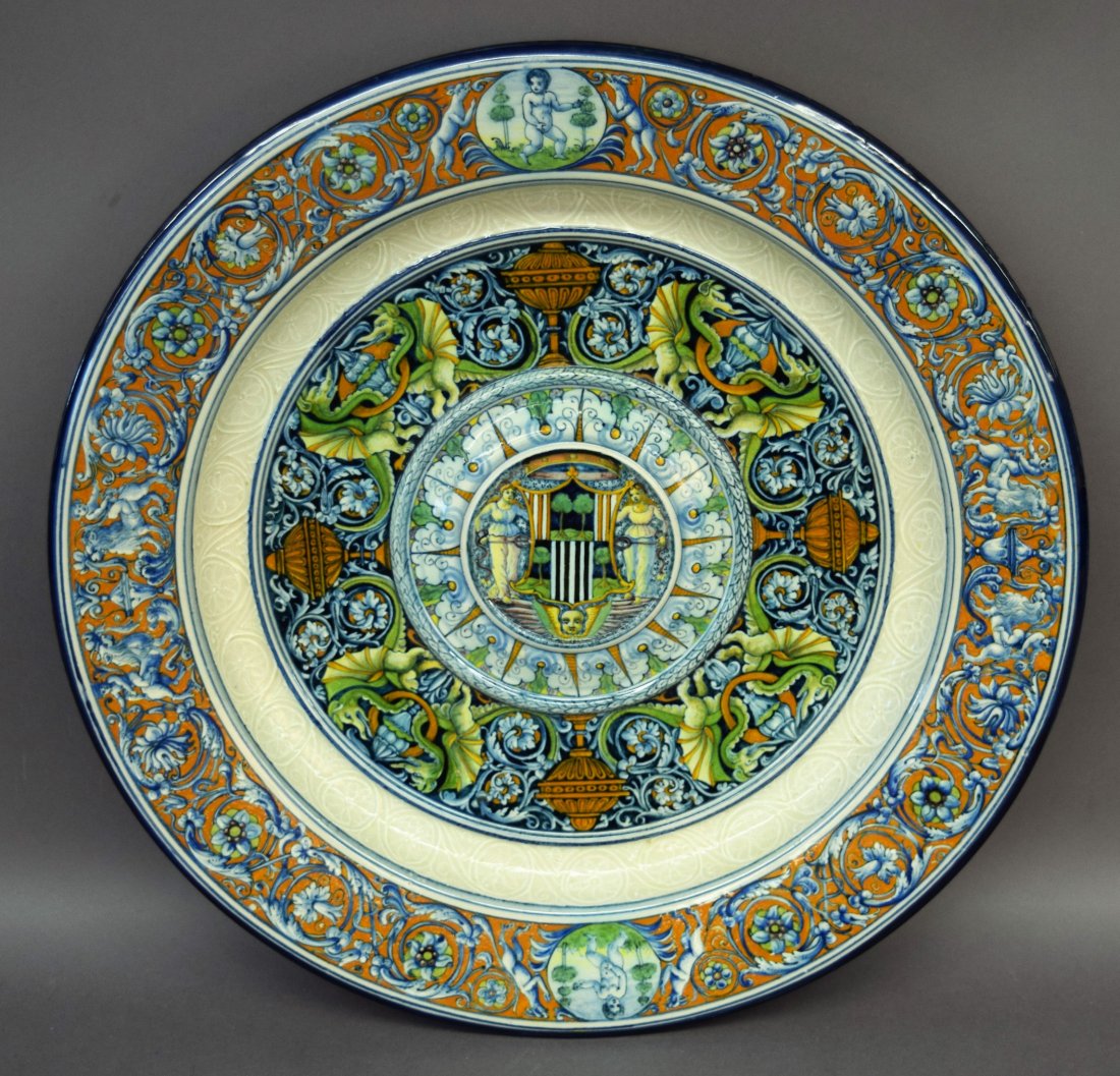 Large Italian style Majolica charger decorated with (1 of 10)
