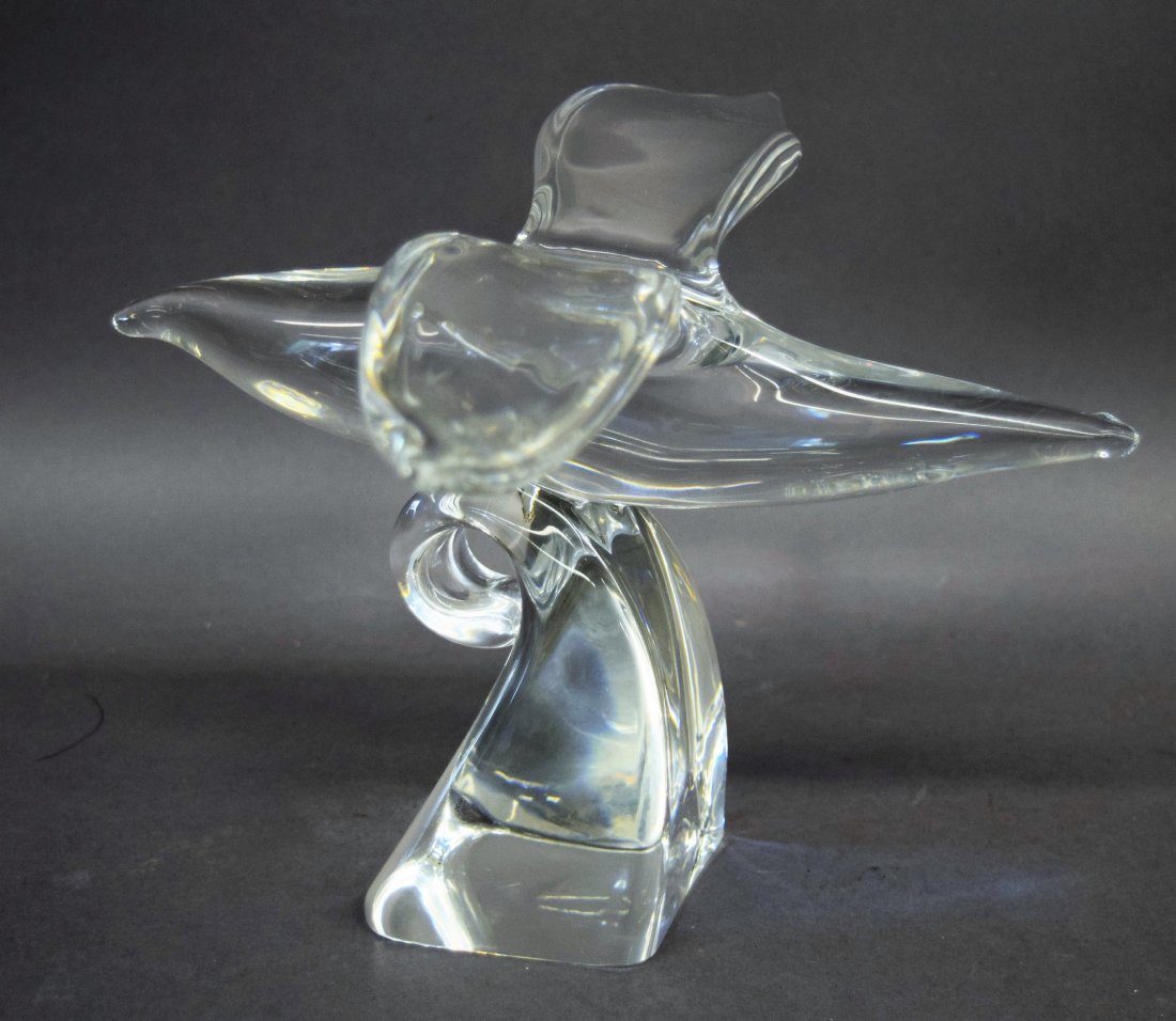 Large Steuben glass flying bird figure. Signed. 12" (1 of 7)