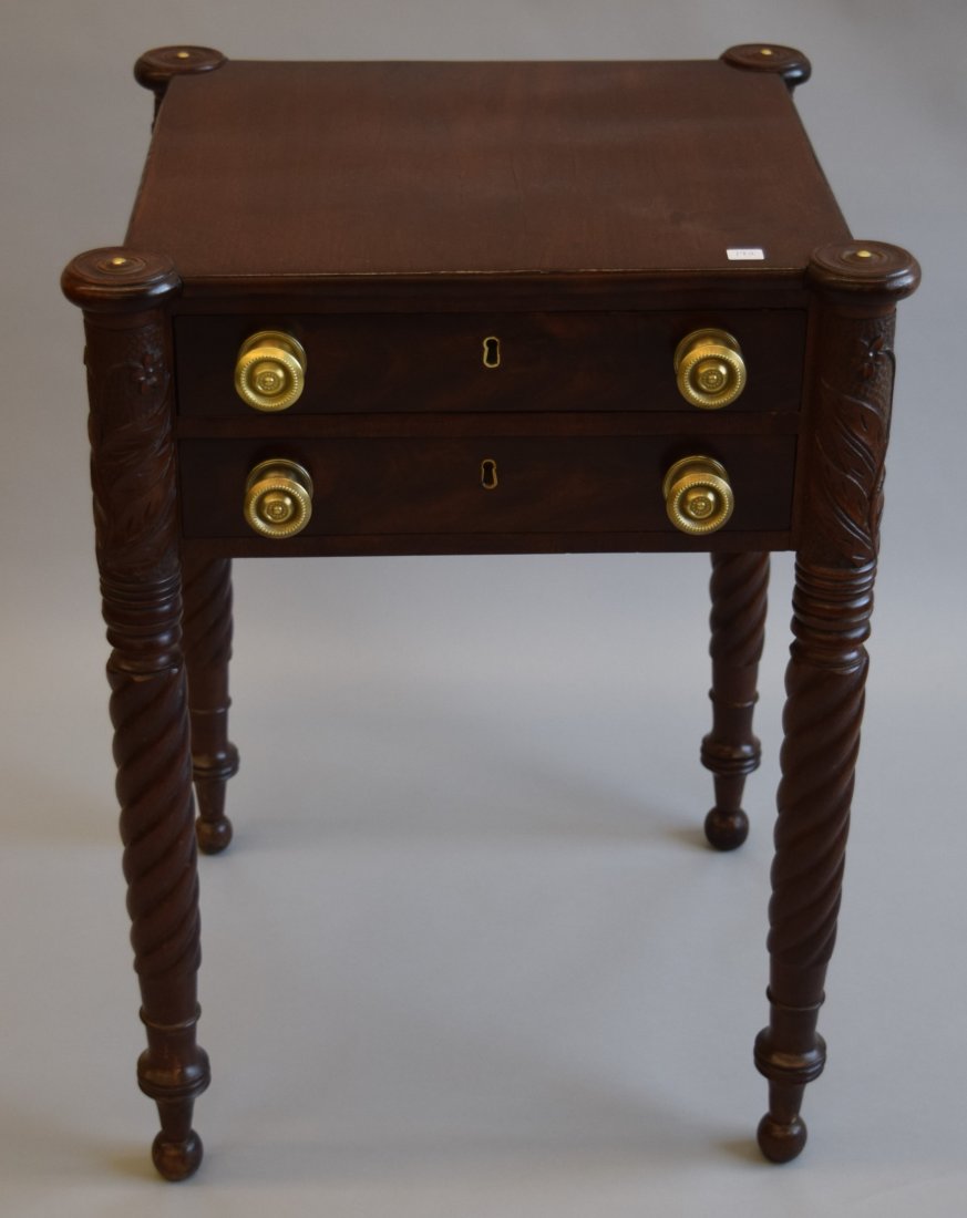 Antique American mahogany McIntyre style two-drawer (1 of 9)