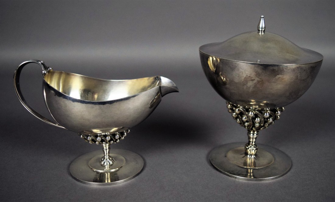 Georg Jensen Denmark sterling silver creamer and sugar (1 of 6)