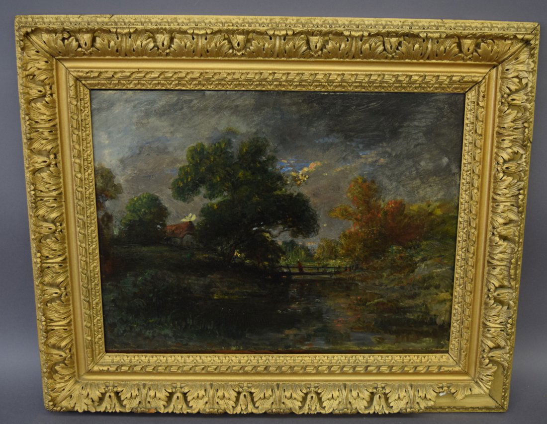 Attributed to Theodore Rousseau. Barbizon landscape on (1 of 9)