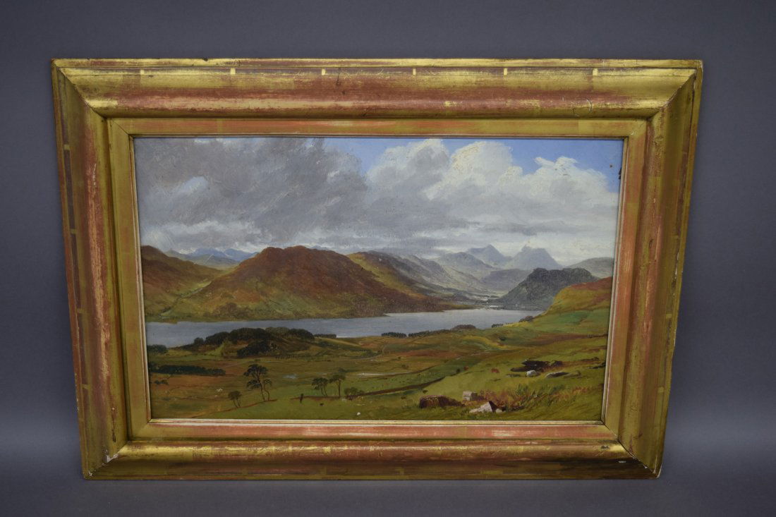 19th century Mountain landscape. Oil on thin board. (1 of 6)
