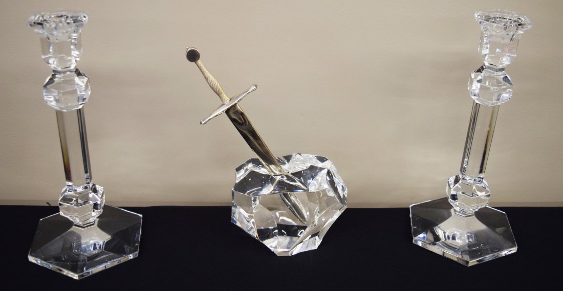 Steuben Glass Excalibur paperweight and sterling silver (1 of 6)