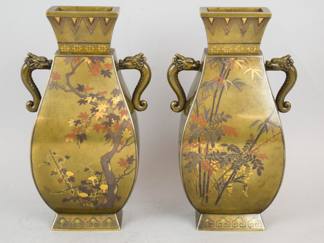 Pair of mixed metal vases. Japan. Meiji period (1 of 10)