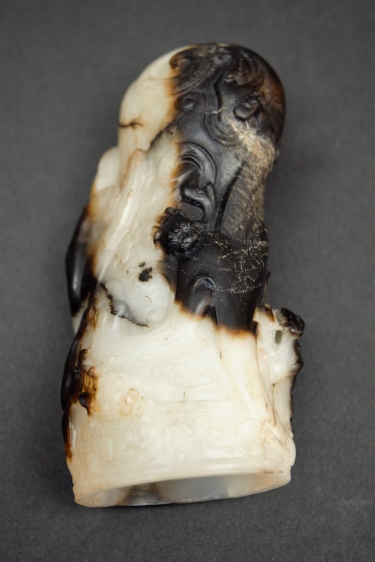 Jade rhyton. China. 19th century. White stone with (1 of 10)