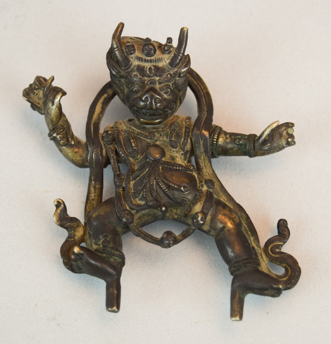 Silvered Bronze figure of Yama. Tibet. 19th century. 3" (1 of 8)