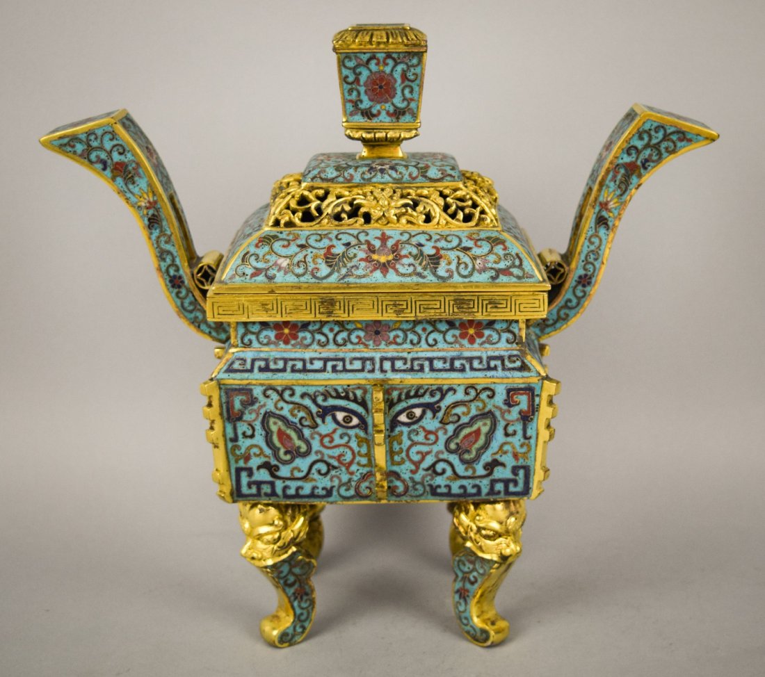 Cloisonne censer. China. 20th century. Rectangular (1 of 10)