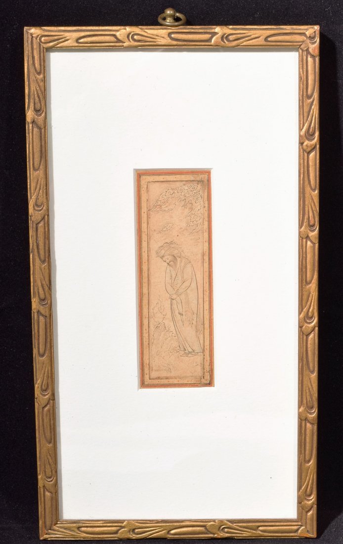 Persian miniature painting. 17th century. Drawing of a (1 of 7)