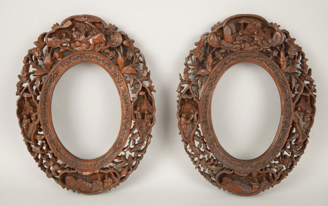 Pair of oval picture frames, Chinese Export. 19th (1 of 10)