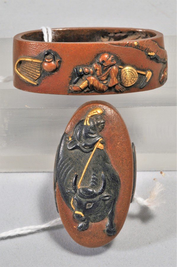 Set Fuchi-Kashira, Japan. 18th/19th century. Copper (1 of 5)