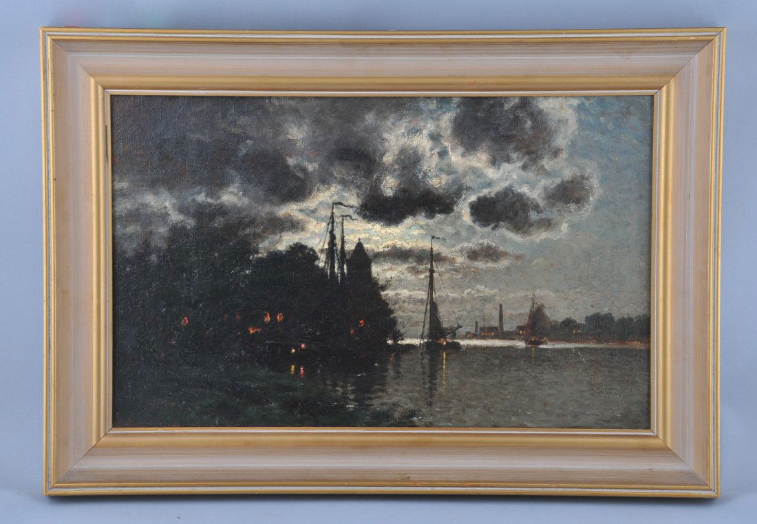 John Joseph Enneking. Nighttime moonlit landscape with (1 of 10)