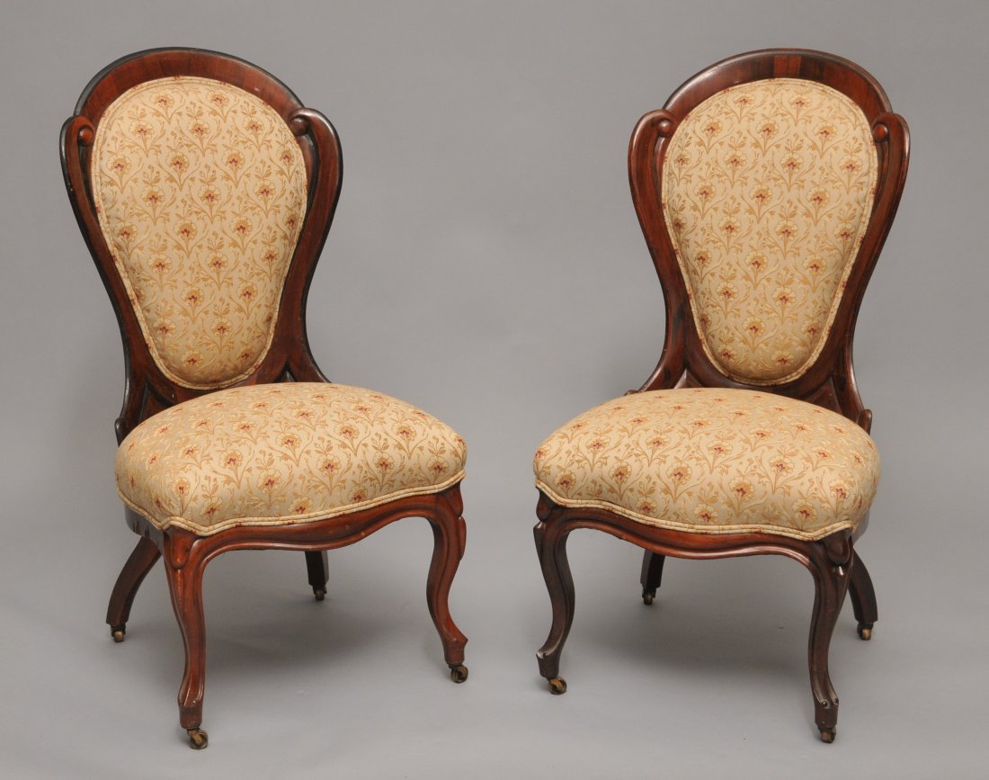 Pair of American Laminated Rosewood carved sidechairs (1 of 7)
