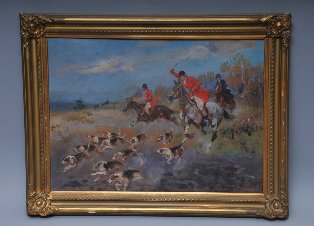 Wojciech Adalbert Kossak. Fox Hunt scene with riders on (1 of 9)