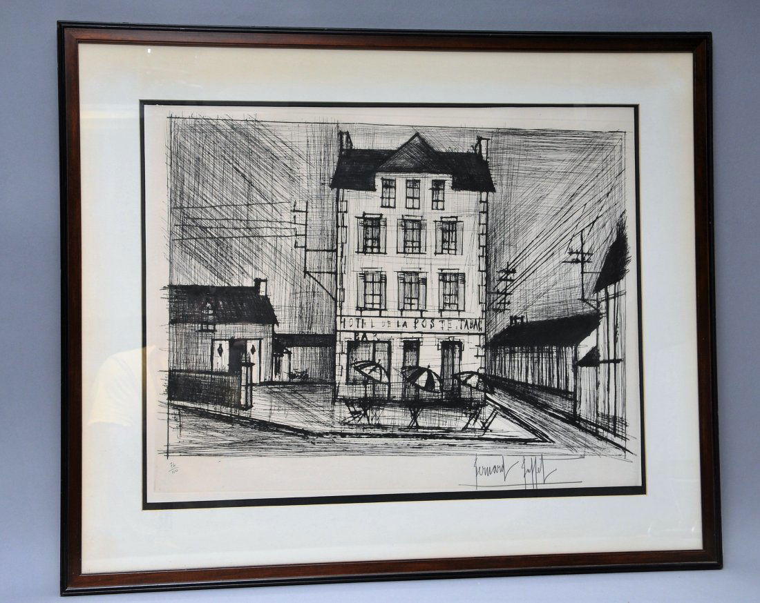 Bernard Buffet. "Hotel d'la Post". Dry point Etching. (1 of 9)
