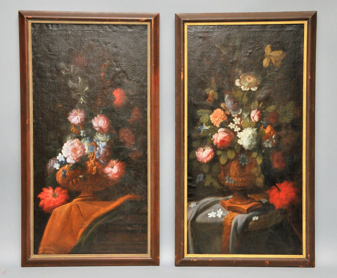Pair of Old Master Floral Still Life paintings. Table (1 of 10)