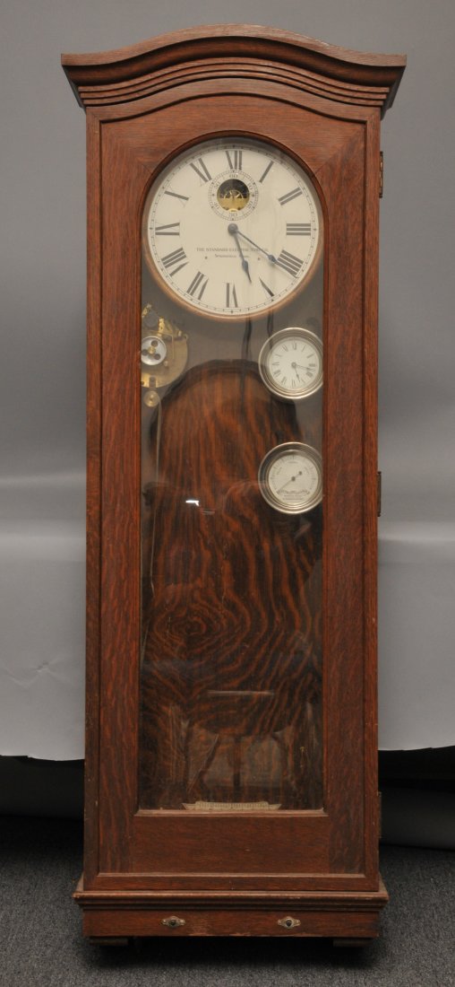 Oak case Standard Electric Time Co. clock. Overall (1 of 8)