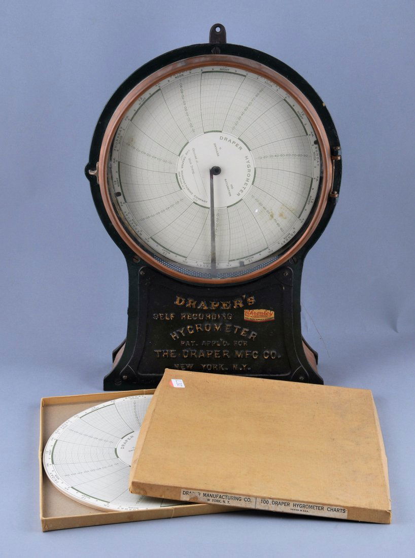 Drapes Self Recording Hygrometer. Draper Mfg. Co. NY NY (1 of 10)