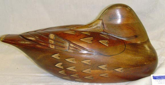 FOLK ART SIGNED PAINTED DECOY - TOM TABER - 14 INC: FOLK ART SIGNED PAINTED DECOY - TOM TABER - 14 INCHES