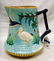 584: VICTORIAN MAJOLICA STORK PITCHER - 7 1/2 INCH CRAZ