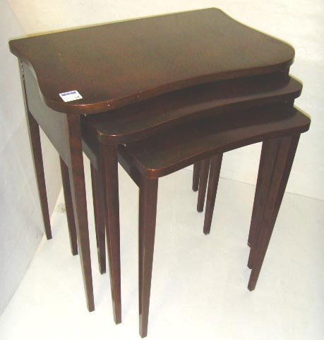 GILBERT ROHDE HERMAN MILLER NESTOF TABLES: GILBERT ROHDE FOR HERMAN MILLER PALDAO NEST OF TABLES - 26 X 16 1/2 X 27 1/2