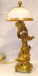 335: MARIOTON SGND FRENCH BRONZE TABLE LAMP ON ONYX