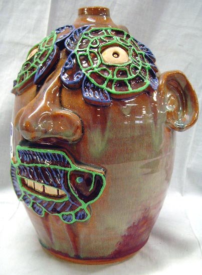 LABARGA TURTLE MAN SOUTHERN POTTERY JUG SIGNED 171