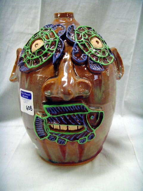 LABARGA TURTLE MAN SOUTHERN POTTERY JUG SIGNED 171 - 2