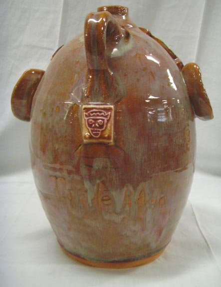 LABARGA TURTLE MAN SOUTHERN POTTERY JUG SIGNED 171 - 3