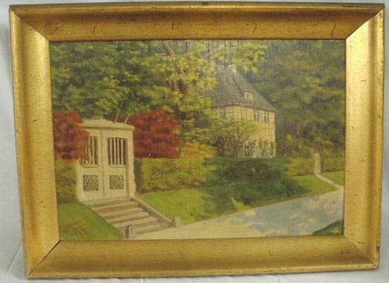 SIGNED OIL PAINTING - 1935 - HOMESTEAD ON BOARD - 