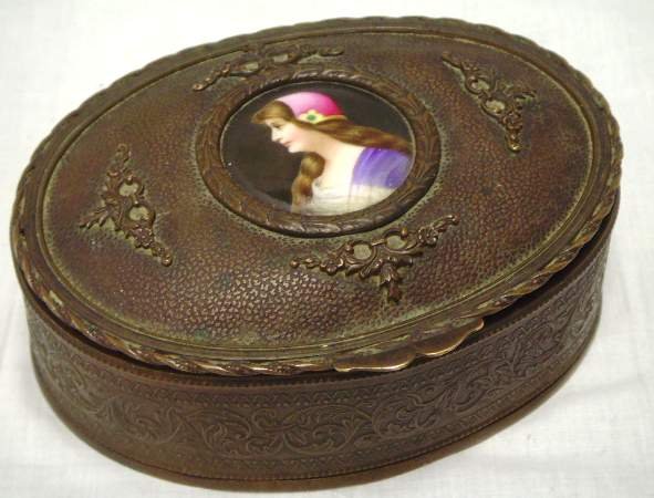FRENCH DRESSER BOX BRONZE PATINATED WITH INSET POR