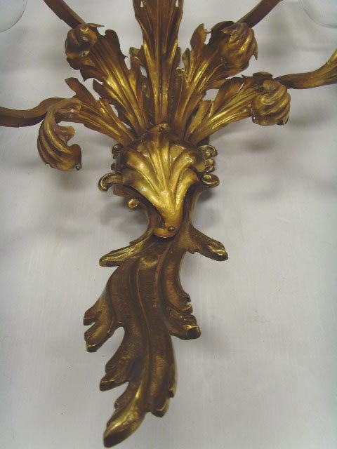 PAIR BRONZE WITH GILT METAL FRENCH SCONCES - EA - 3