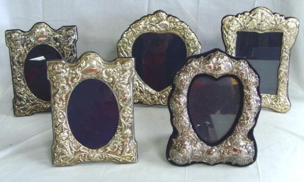ORNATE STERLING SILVER FRAME GROUP 5 PCS LARGEST 9