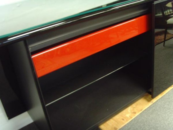 MODERN BLACK LACQUER SIDEBOARD WITH GLASS TOP - 32 - 4