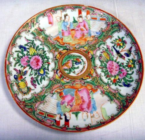 CHINESE ROSE MEDALLION PLATE LOT 3PCS - 8 1/2 DIAM - 2