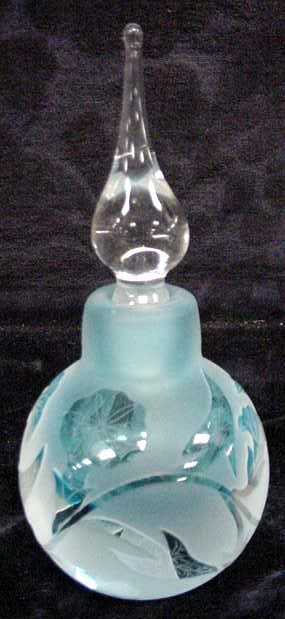 888: VANDERMARK MORNING GLORY ART GLASS Vandermark Art Glass perfume bottle