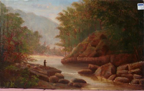JACOB COX SIGNED OIL ON CANVAS: 36 X 22 1/4" UNFRAMED RELINED
