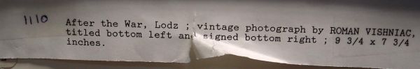 VISHNIAC, R - SIGNED PHOTOGRAPH - - 2