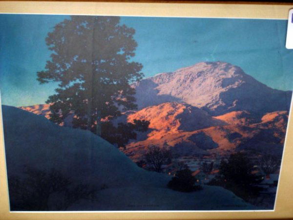 FRAMED MAXFIELD PARRISH PRINT: - WHEN THE DAY IS DAWNING 10 1/2 X 8