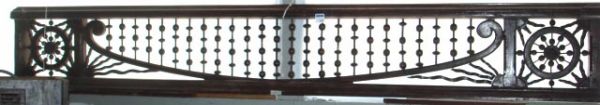 ORNATE VICTORIAN STICK AND BALL MAHOGANY FRETWORK: 8' 6" X 15 1/2" REFINISHED