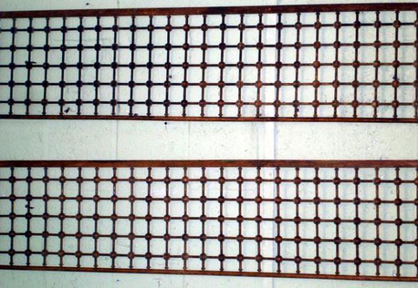 PAIR OAK VICTORIAN STICK & BALL FRETWORK PANELS: 52 X 12" UNPAINTED ORIGINAL FINISH