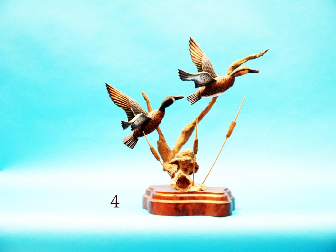 VERY FINE PAIR OF FLYING BLUE  WING TEAL by Jim Owen. (1 of 1)