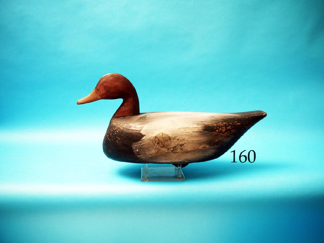 REDHEAD DRAKE by Callie O’Neil, Churches: REDHEAD DRAKE by Callie O’Neil, Churches Island/Currituck, NC, circa 1940. Restored condition with foundry weight on bottom
