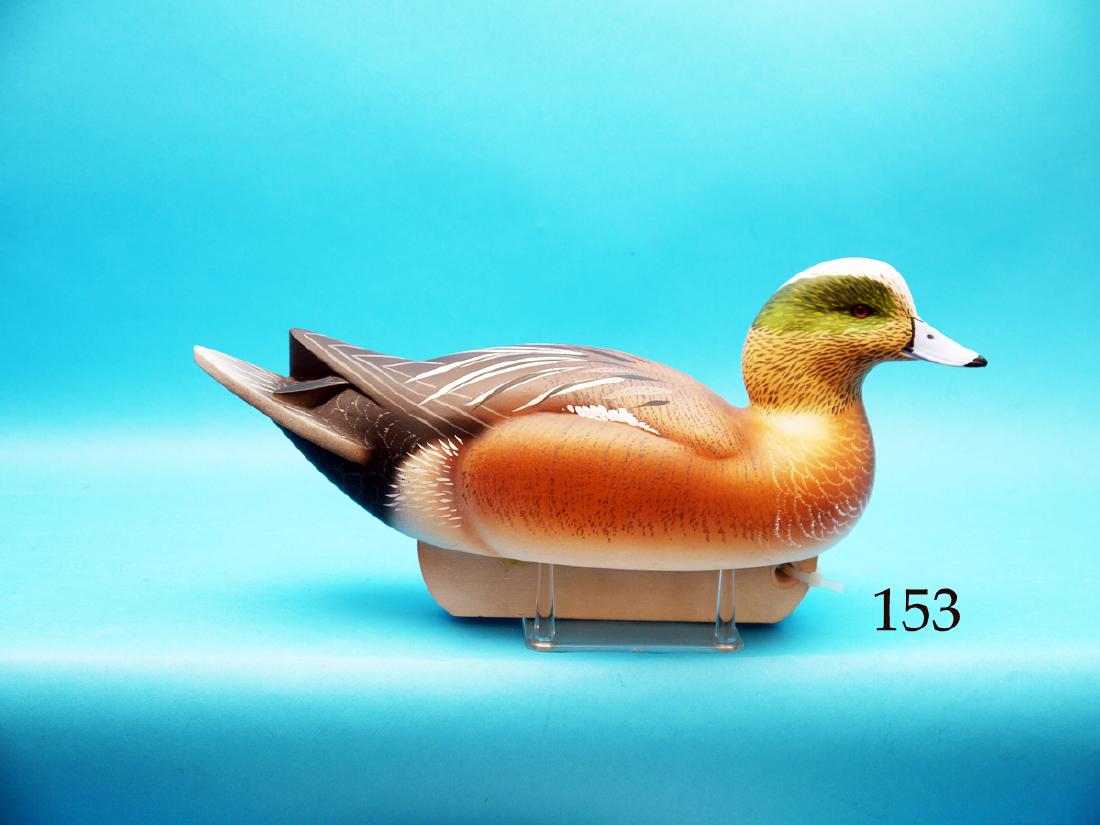 VERY FINE WIDGEON DRAKE by Caleb Ridgeway Marter, Jr.,: VERY FINE WIDGEON DRAKE by Caleb Ridgeway Marter, Jr., Florence, NJ. Excellent original paint by Herb Miller, Ship Bottom, NJ. Excellent structural condition. Relief-carved wings and crossed wing tips