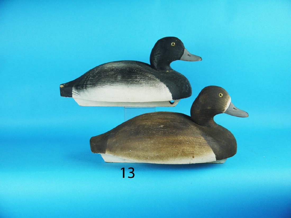 EARLY PAIR OF BLUE BILLS by the Wildfowler Decoy Co. (1 of 1)