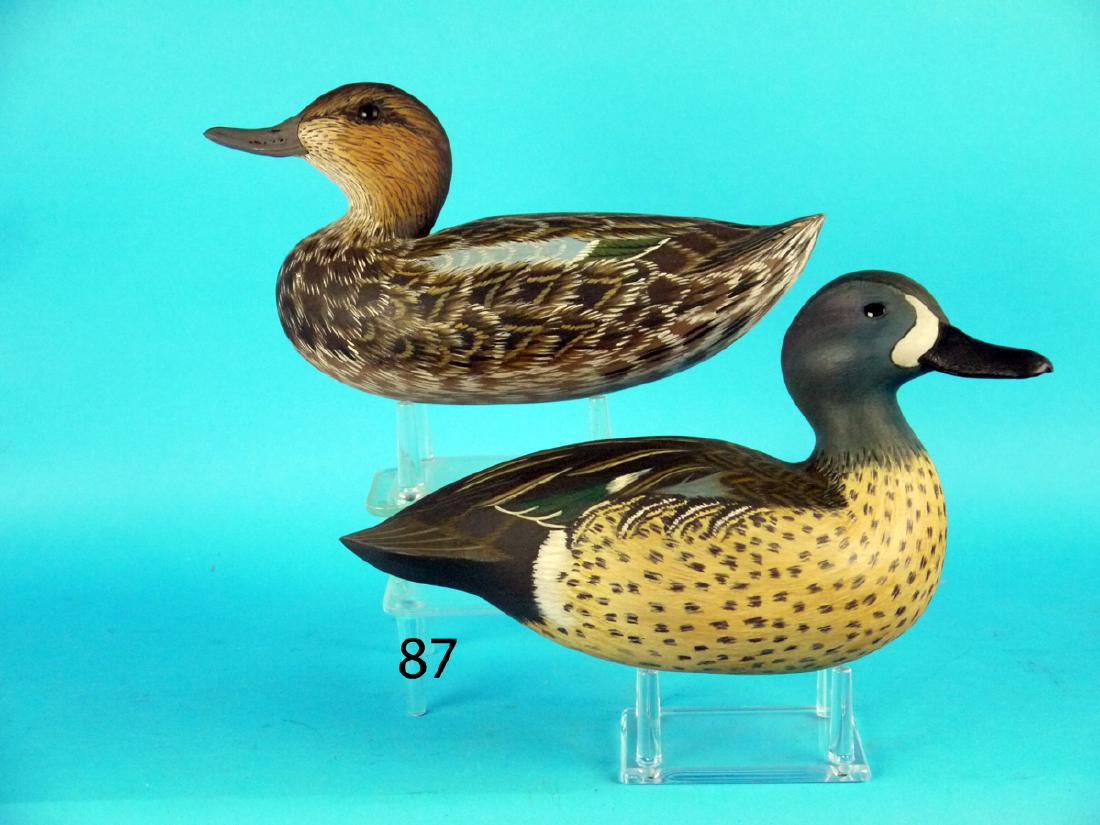 FINE PAIR OF TWO-THIRD SIZE BLUE WING TEAL by Loren (1 of 1)