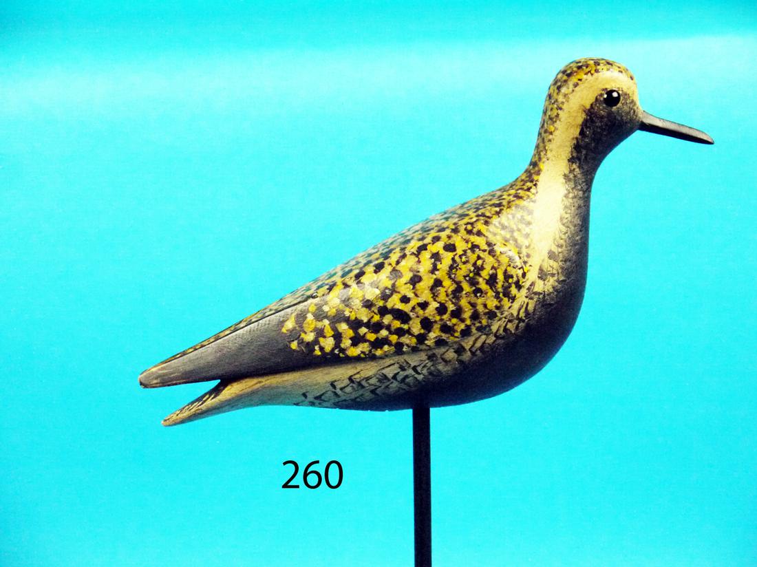 GOLDEN PLOVER, I. MCNAIR: FINE GOLDEN PLOVER by Ian McNair, Charlottesville, VA. Excellent original paint and condition. Outstanding detailed painted feather work overall. Bulbous head with glass eyes. Relief-carved wings and 