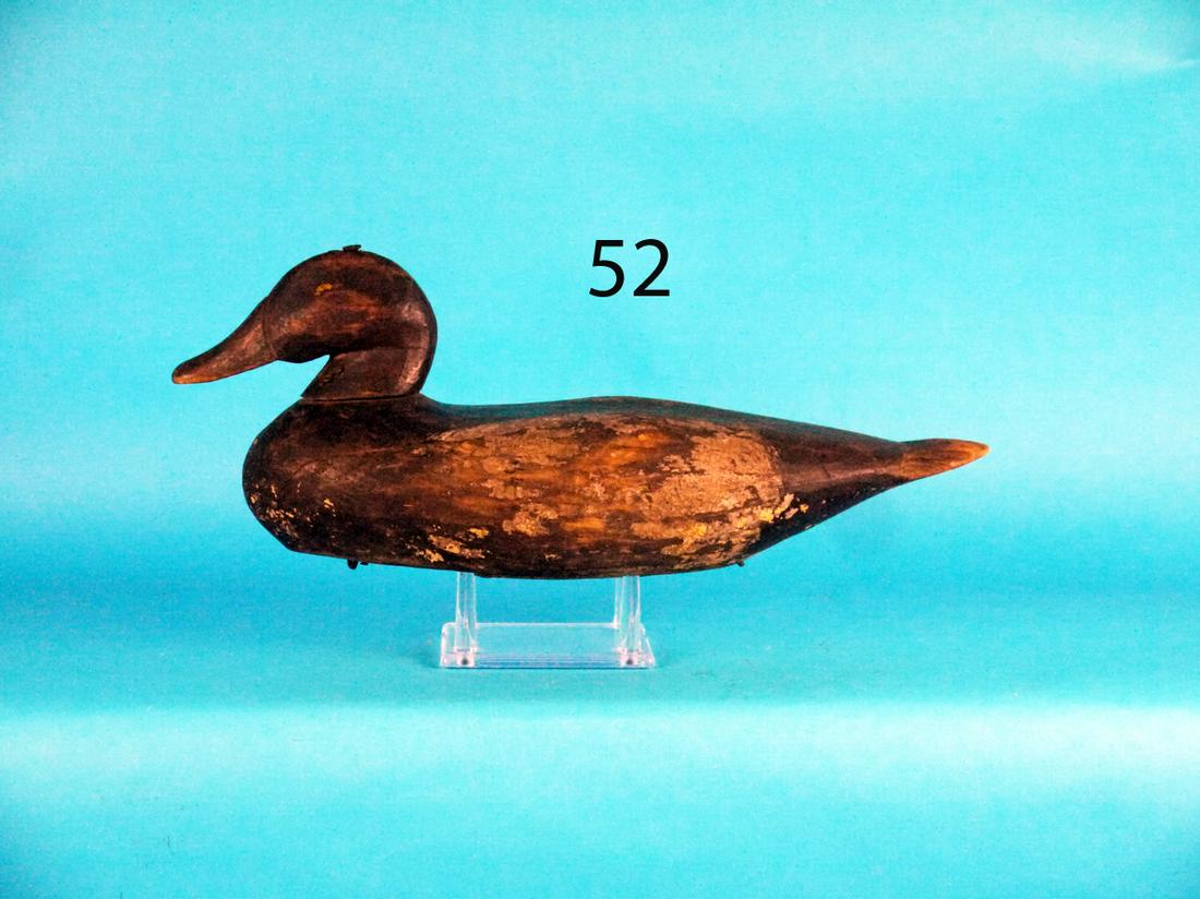 BROADBILL DRAKE, VIRGINIA: EARLY BROADBILL DRAKE, possibly Virginia, similar to the work of the Dudley family. Very early example with remnants of working paint. Retains weight and rigging staple. 200-300