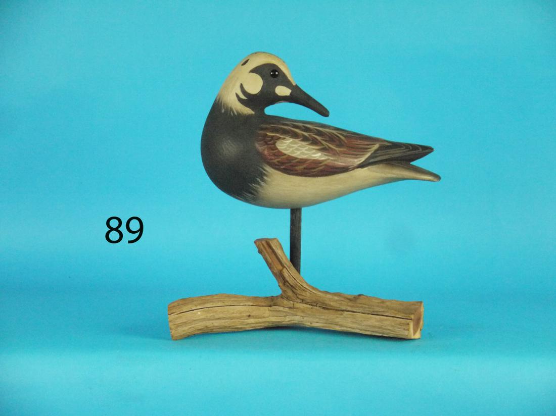 PREENING RUDDY TURNSTONE, F. JENNINGS: PREENING RUDDY TURNSTONE by Forrest "Bud" Jennings, Shamong, NJ. Excellent original paint and condition. Hollow construction. Relief-carved wings with split carved wing tips. Mounted atop a custom bas