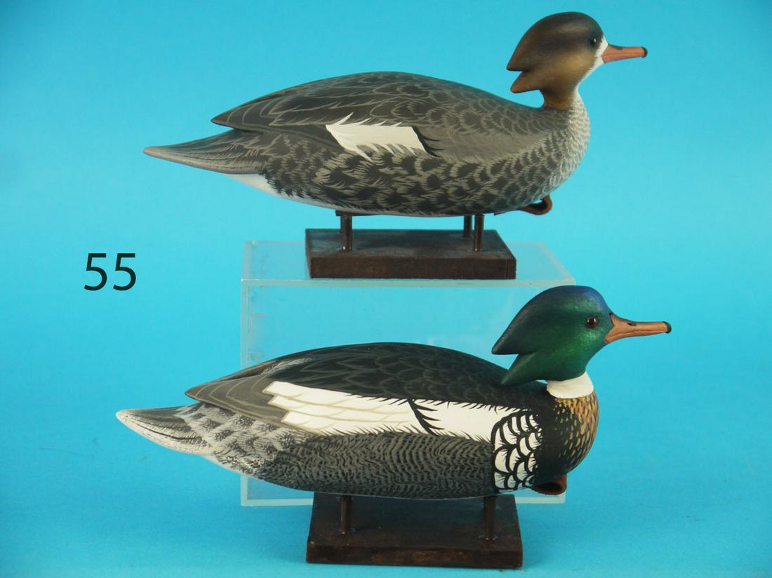 MINIATURE RED BREAST MERGANSER PAIR, J. WOOD (1 of 3)